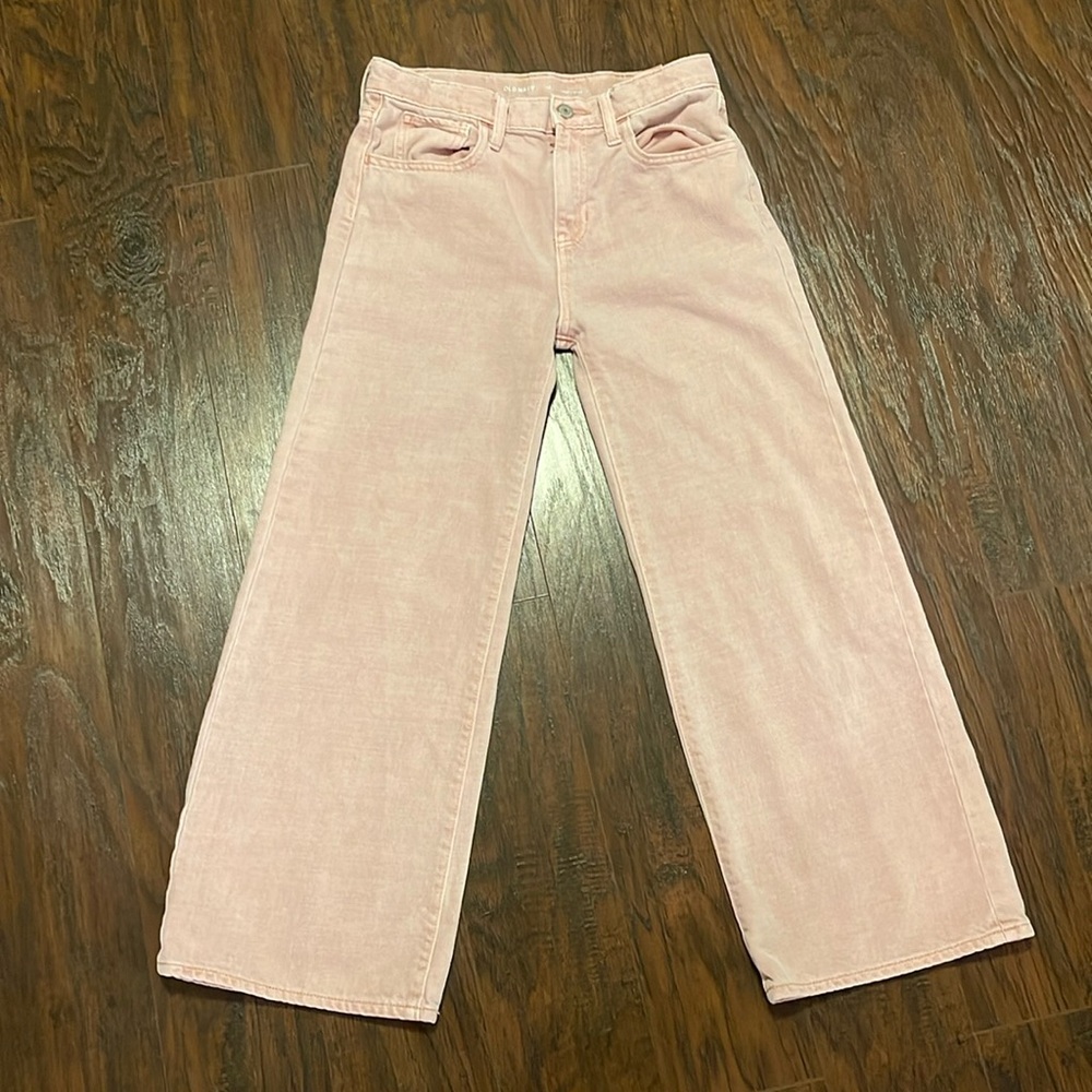 Girls light pink old navy wide leg jeans size 14